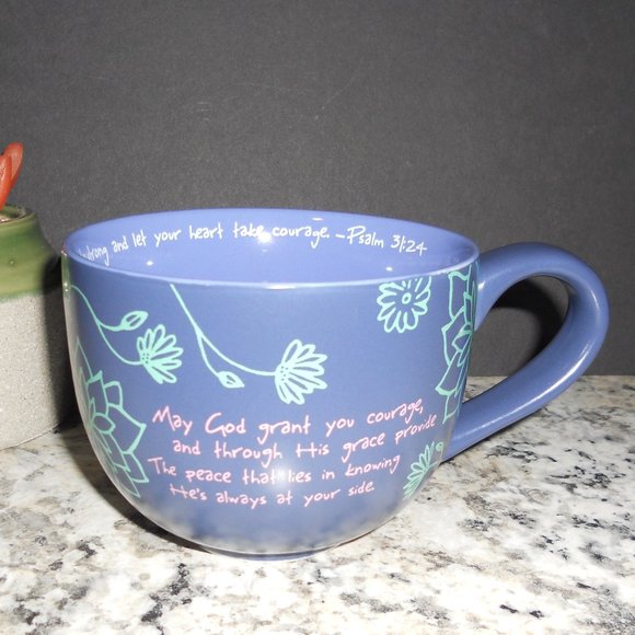 Abbey Press Blue Coffee/Tea Mug A Prayer of Encouragement Psalm 31:24 - Picture 3 of 6
